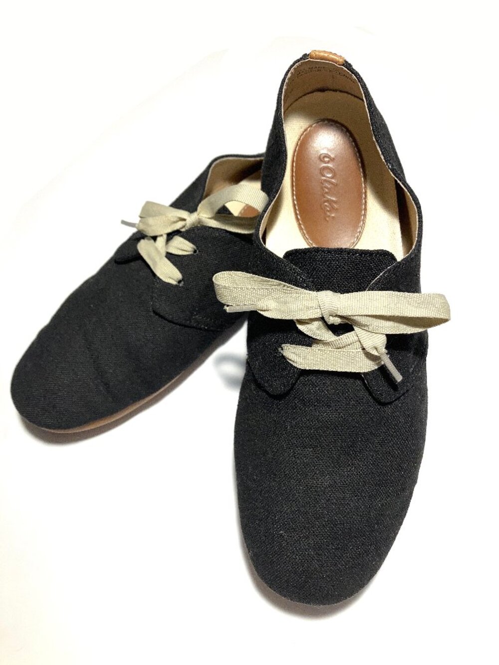 OluKai 'Pakele Elua' Black Linen Flats with Lace-up